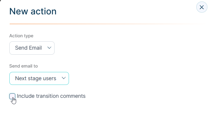 Send Transition comments on email
